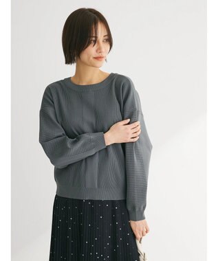 Green Parks ・ｆｕｒｒｙ　ｒａｔｅ　２ｗａｙかる~いニットカーデ Charcoal Gray