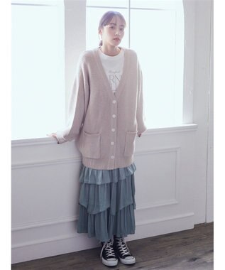 earth music&ecology ランダムティアードスカート Green