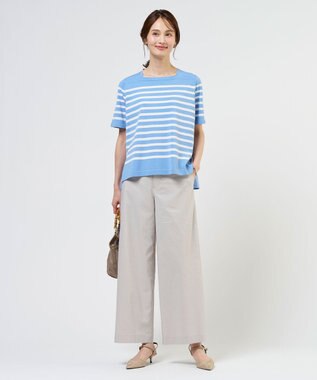 J.PRESS LADIES S 【人気素材】セルロースリネンストレッチ セミワイド パンツ ナチュラル系