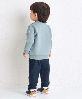 MIKI HOUSE HOT BISCUITS 【70-120cm】【Everyday Series】ワンポイント くすみカラー裏毛パイルトレーナー ストームブルー