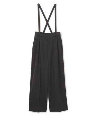 uncrave 【防しわ・UVカット・洗濯機洗い可】バルキーツイル ワイドパンツ(サスペンダー付き)（uncrave STANDARD） ブラック
