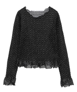 earth music&ecology シャーリングメロープルオーバー Dot Black