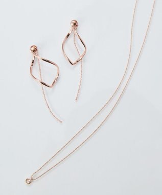  【限定セット】プチベゼルストーンネックレス×2wayグレースツイストラインイヤリング