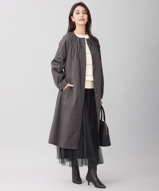 自由区 L 【洗える】メモリーノーカラー コート スレート