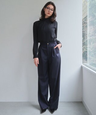 BEIGE， 【セットアップ対応】GEORGE / ウールストライプ  ツータックパンツ Navy Stripes
