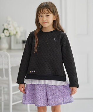 組曲 KIDS 【110-140㎝】ハートキルトジャガード トレーナー ブラック系