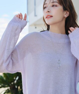 Tiaclasse 【洗える】シアープルオーバーニット ラベンダー