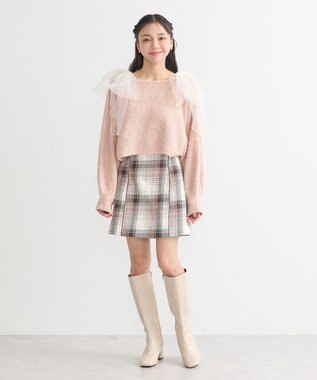 earth music&ecology コットンツイルチェックミニスカート Brown