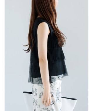 Te chichi ティアードチュールプリーツブラウス ブラック