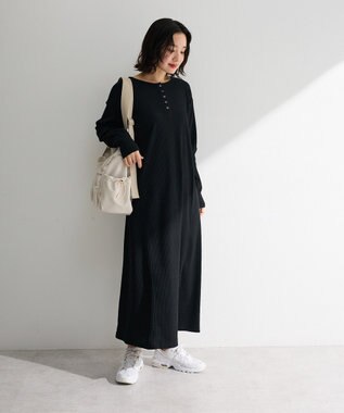 Green Parks ヘンリーネックワンピース Black