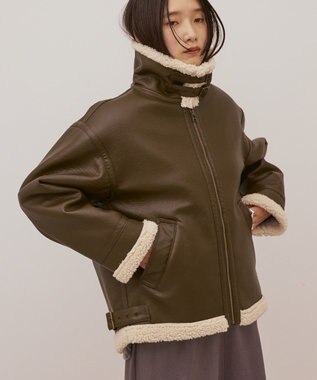 AMERICAN HOLIC ボアフェイクレザーブルゾン