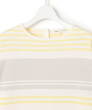 23区 L 【先行予約】コットンポリエステルストレッチ オーバーサイズ ニット ベージュ×イエロー系