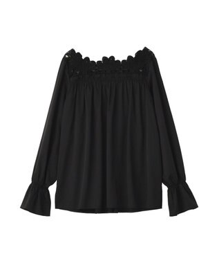 YECCA VECCA フラワーレースブラウス Black