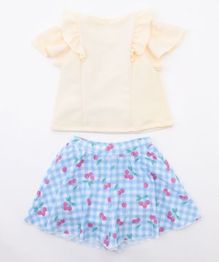 ANY KIDS 【UVカット】2WAYショルダーセパレート水着 エクリュ×サックスブルーチェック