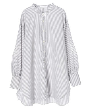 Green Parks 袖刺繍シャツチュニック Gray