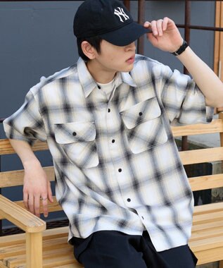 WEGO 【ユニセックス着用ITEM/SMLサイズ展開】オンブレチェックシャツ（SS）
