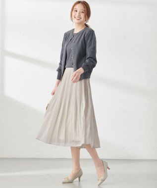 ANY SIS シャイニープリーツ スカート ベージュ