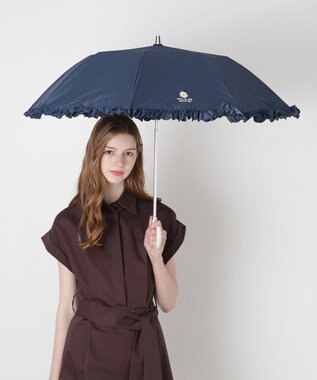 MOONBAT 【一級遮光/晴雨兼用/遮熱/UV】PAUL&JOE ACCESSOIRES(ポール & ジョー)晴雨兼用日傘 クリザンテームワンポイントフリル ネイビーブルー