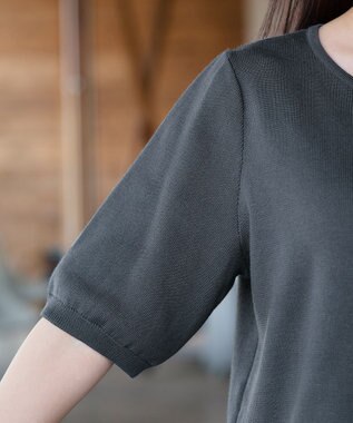 Tiaclasse チュールフリルドッキングニットトップス チャコールグレー