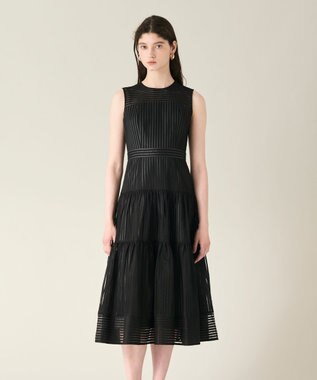 GRACE CONTINENTAL ストライプレースフレアドレス