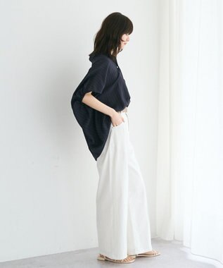 YECCA VECCA 【セットアップ可能】ストライプ柄シャツ Navy