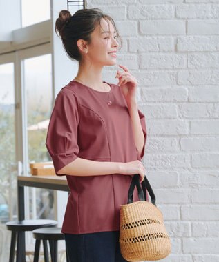 Tiaclasse L 【洗える】マトンスリーブカットソートップス ディープピンク