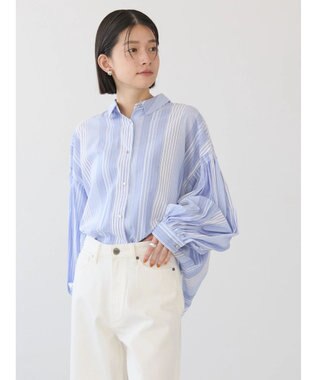 AMERICAN HOLIC ＵＶカット／接触冷感ギャザースリーブブラウス　 Stripe