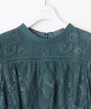 ANY SIS 【洗える】レーシーケープ ドレス ダスティグリーン