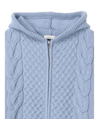 earth music&ecology ケーブルニットパーカー Grayish Blue