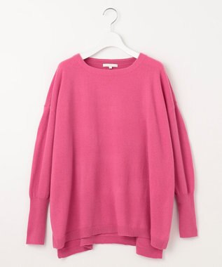 自由区 【洗える】ソフトウールハイゲージポンチョ風 ニット ピンク系