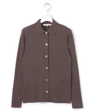 23区 【先行予約】ワイドリブ ポロニット カーディガン ダークブラウン系