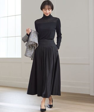 23区 【撥水加工/洗える】ブライトタフタ タック スカート ブラック系