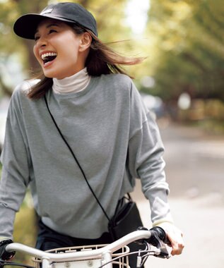 UNFILO 【暖かさ＆着心地の良さで大ヒット】コットンカシミヤ タートルネックカットソー オフ