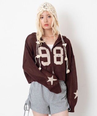 WEGO ナンバリングメッシュニットパーカー