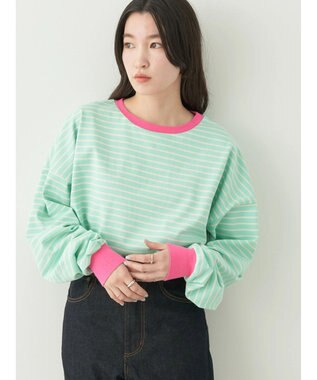 earth music&ecology トリカラーボーダーロンＴＥＥ Mint Green