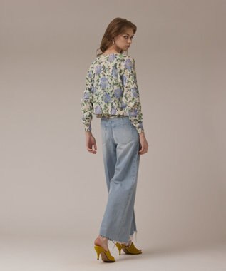 GRACE CONTINENTAL ローズプリントニットカーディガン キナリ