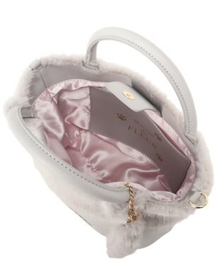 Maison de FLEUR ねこフェイクファーバッグ Light Gray