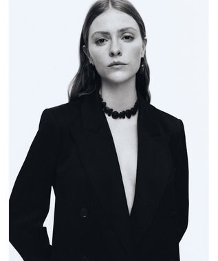 JOSEPH テクスチャードビスコース　ダブルブレステッドジャケット Black