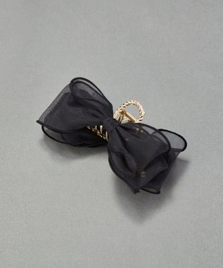 Phoebe ボリュームオーガンジーリボンバンスクリップ　ブラック ブラック