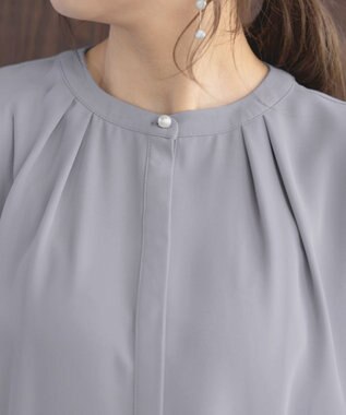 Tiaclasse L 【洗える】とろみシャツチュニック サックス