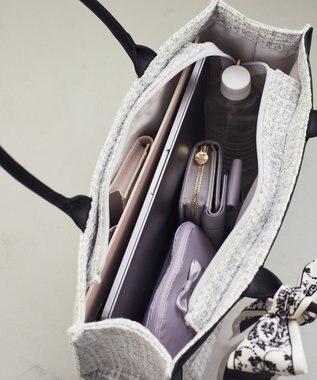 Maison de FLEUR スカーフ付きツイードスクエアトートバッグ Black