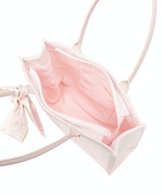 Maison de FLEUR スカーフ付きツイードスクエアトートバッグ Pink