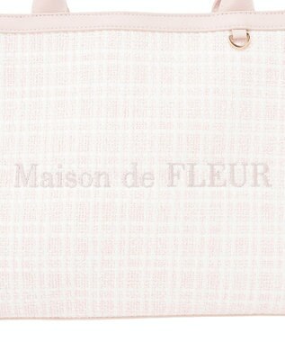 Maison de FLEUR スカーフ付きツイードスクエアトートバッグ Pink