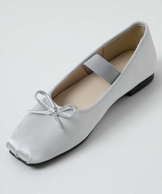 WEGO ベルト付きスクエアバレエシューズ シルバー