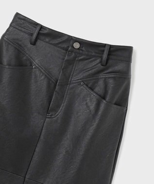 GRACE CONTINENTAL クラッシュレザータイトスカート ブラック