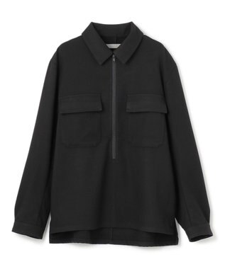 UNFILO MENS 【男女兼用】フラノライク ハーフジップ シャツブルゾン [24年秋冬商品] ブラック