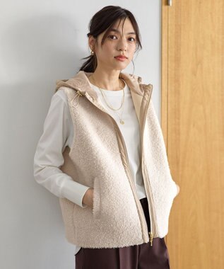 ANY L 【手洗い可】キルトコンビベスト ライトベージュ