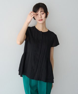 YECCA VECCA ペプラムシアーブラウス Black