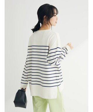 Green Parks ラメ入りボーダーニットプルオーバー Off White