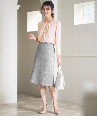 23区 L 【洗える】シルキーデシン ボールチェーン カットソー ピンク系